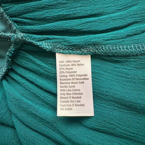 Wonderly V-Neck Babydoll Blouse Deep Teal Lace Bohemian Fairycore Size Small - Picture 4 of 4